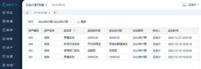 青岛财务进销存软件_精斗云固定资产变动-ERP系统教程网